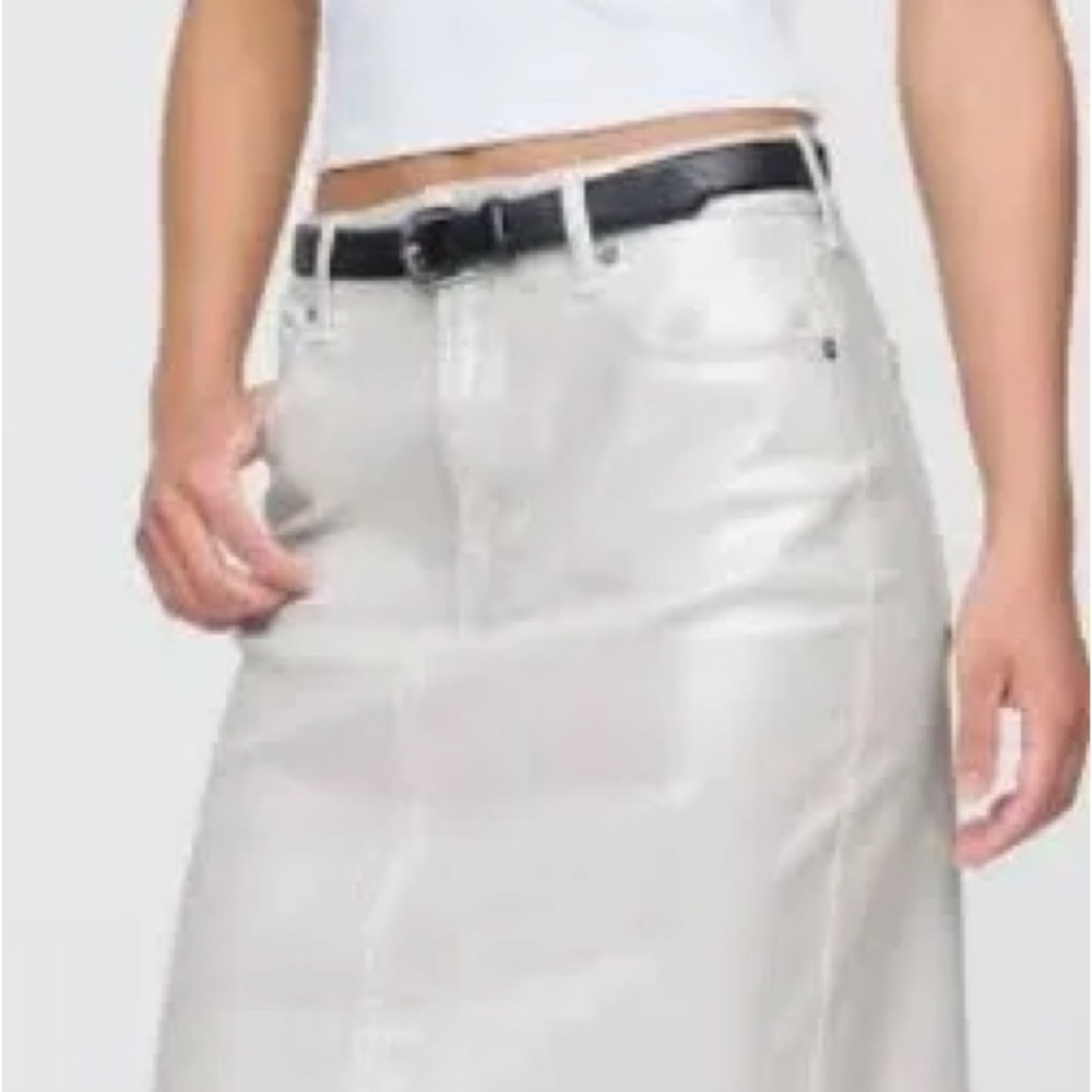 GAP Metallic Silver Denim Pencil Skirt Size 0 / 25 Pockets Stretchy